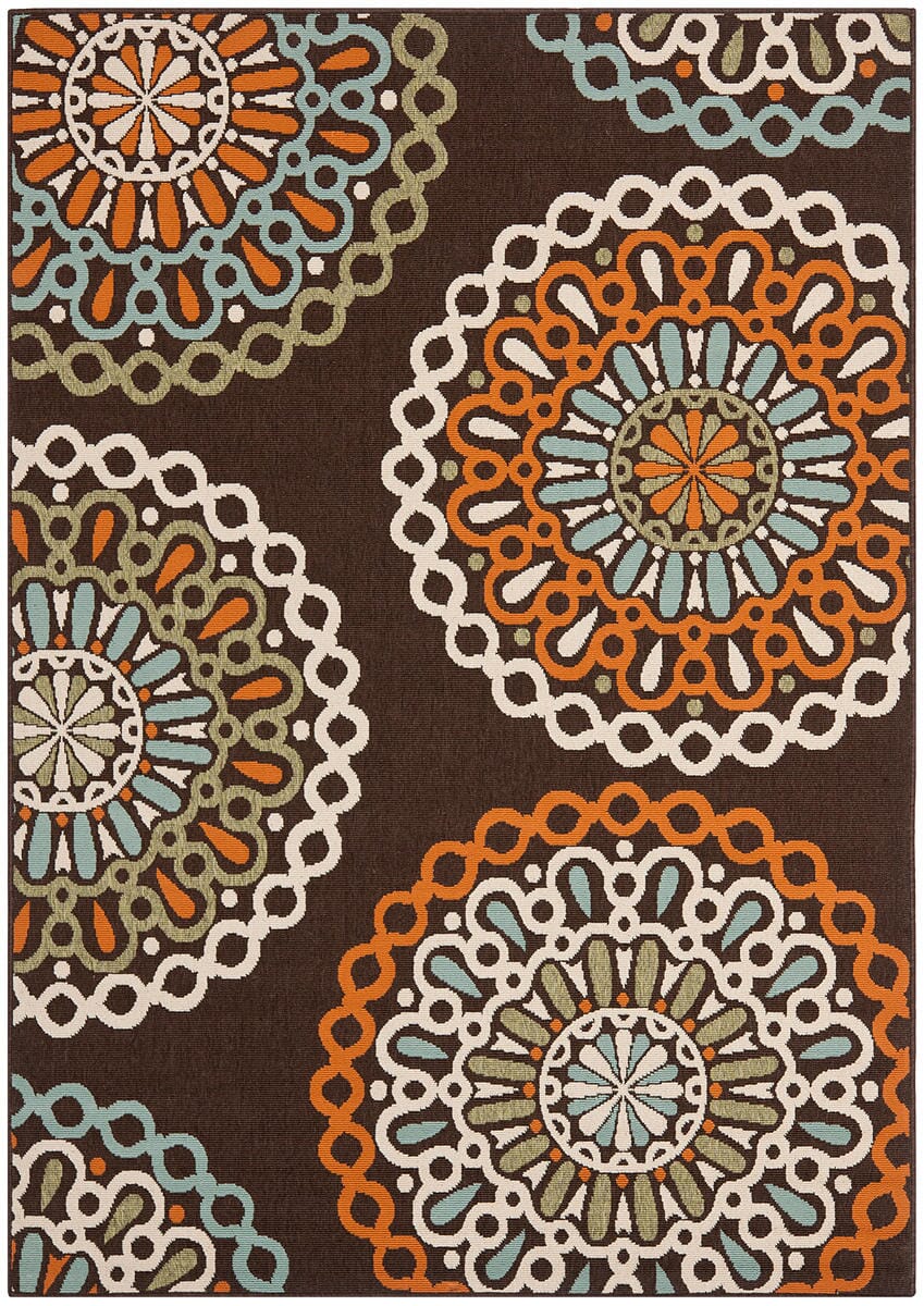 Safavieh Veranda Ver092-0725 Chocolate / Terracotta Geometric Area Rug