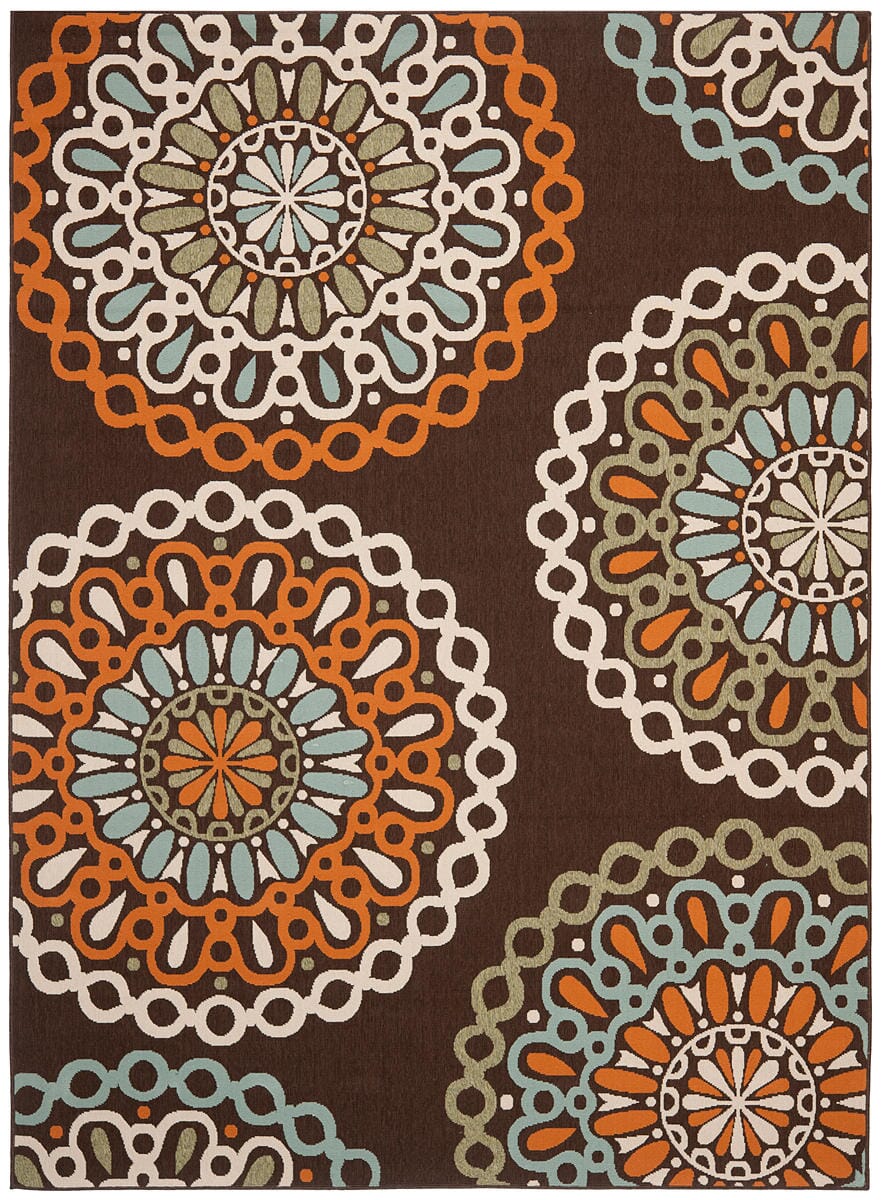 Safavieh Veranda Ver092-0725 Chocolate / Terracotta Geometric Area Rug