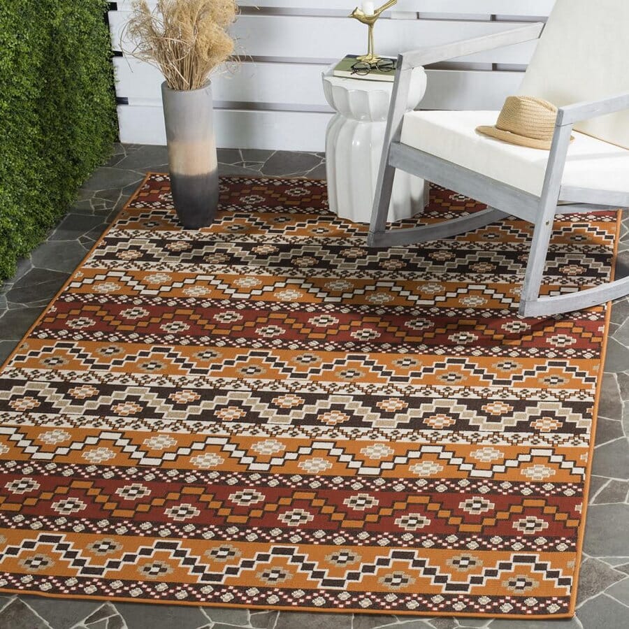 Safavieh Veranda Ver095-0332 Red / Chocolate Southwestern Area Rug