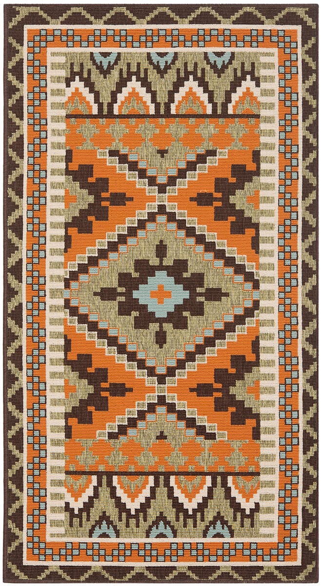 Safavieh Veranda Ver096-0742 Green / Terracotta Southwestern Area Rug