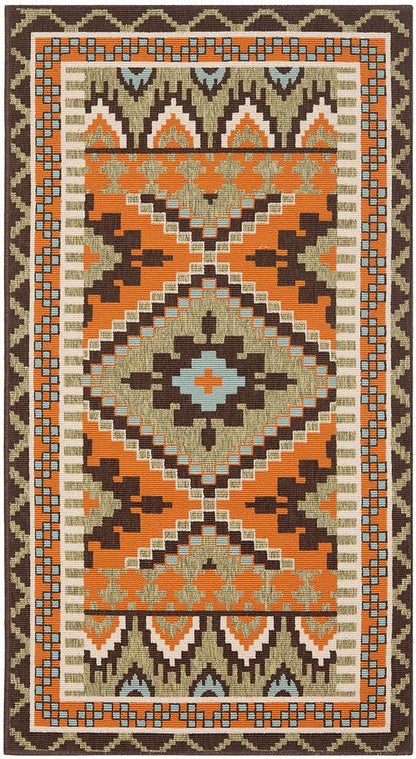 Safavieh Veranda Ver096-0742 Green / Terracotta Southwestern Area Rug