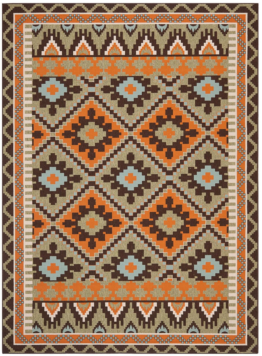 Safavieh Veranda Ver096-0742 Green / Terracotta Southwestern Area Rug