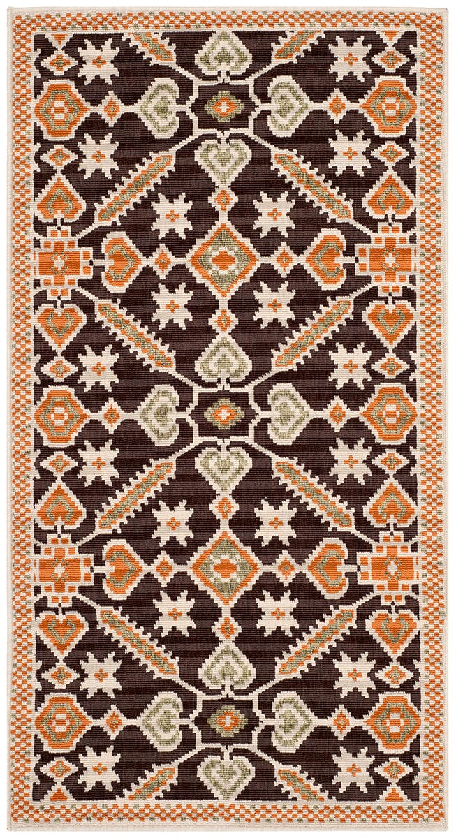 Safavieh Veranda Ver098-0725 Chocolate / Terracotta Damask Area Rug