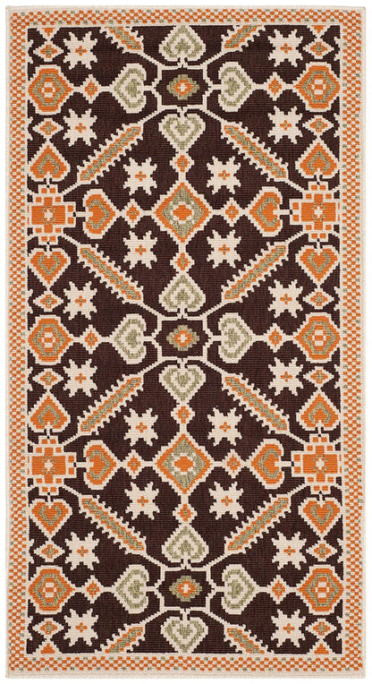 Safavieh Veranda Ver098-0725 Chocolate / Terracotta Damask Area Rug