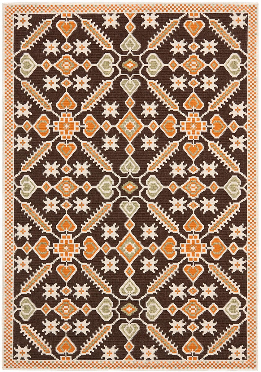 Safavieh Veranda Ver098-0725 Chocolate / Terracotta Damask Area Rug