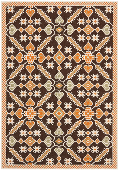 Safavieh Veranda Ver098-0725 Chocolate / Terracotta Damask Area Rug