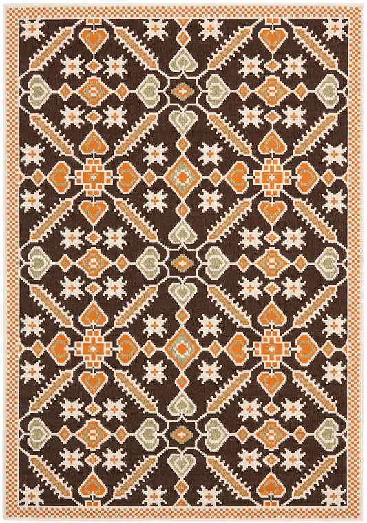 Safavieh Veranda Ver098-0725 Chocolate / Terracotta Damask Area Rug