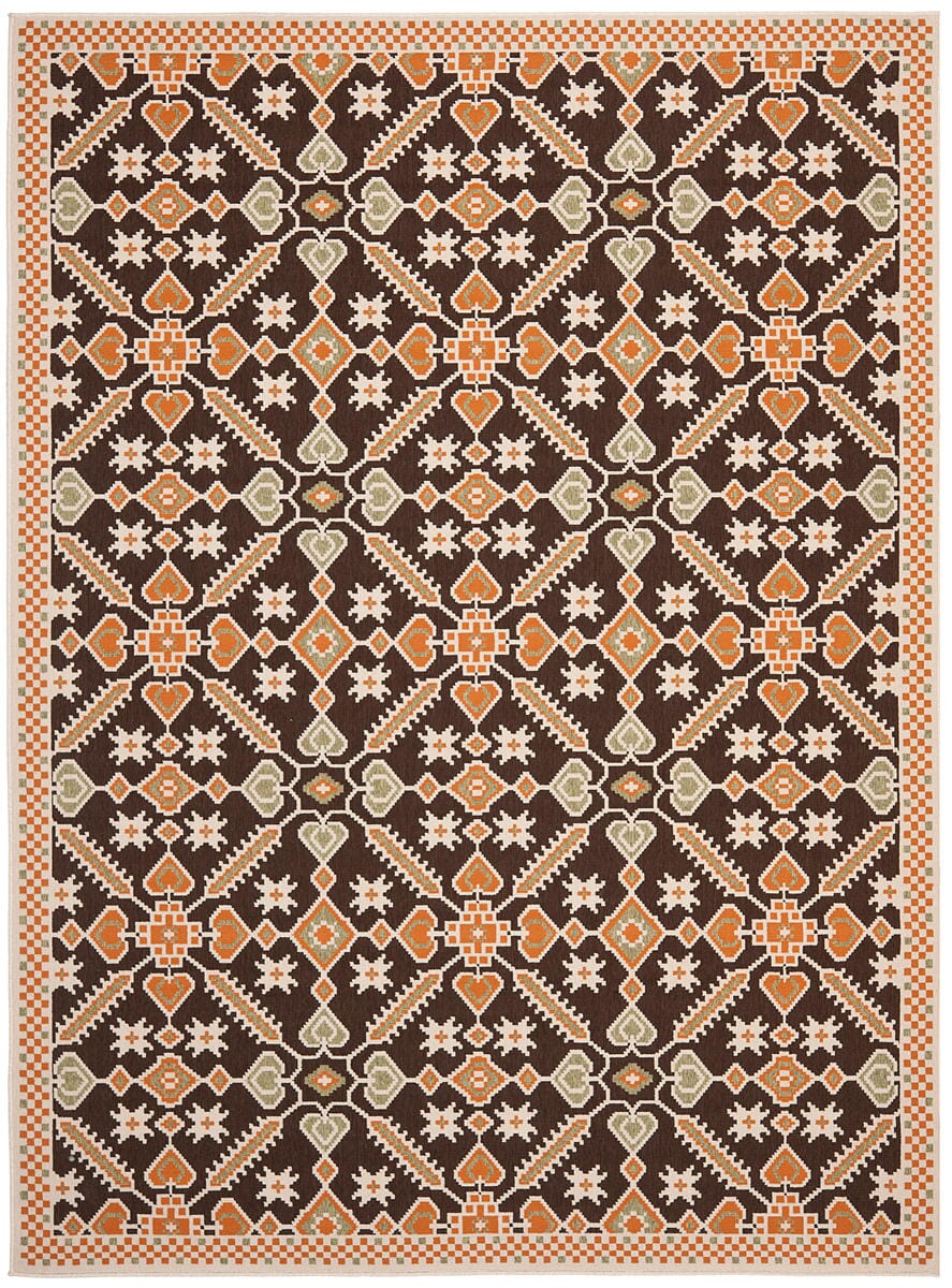 Safavieh Veranda Ver098-0725 Chocolate / Terracotta Damask Area Rug