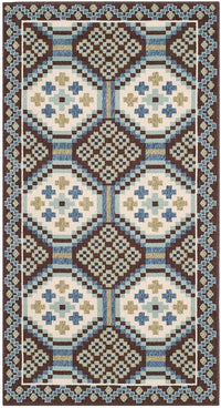 Safavieh Veranda Ver100-0652 Blue / Chocolate Damask Area Rug