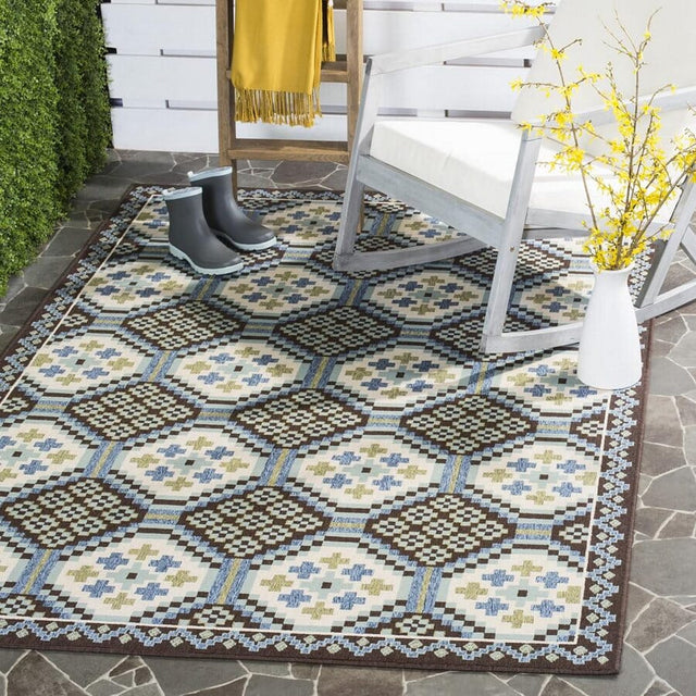 Safavieh Veranda Ver100-0652 Blue / Chocolate Rugs.