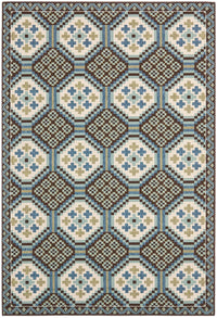 Safavieh Veranda Ver100-0652 Blue / Chocolate Damask Area Rug