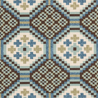 Safavieh Veranda Ver100-0652 Blue / Chocolate Damask Area Rug