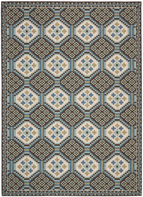 Safavieh Veranda Ver100-0652 Blue / Chocolate Rugs.