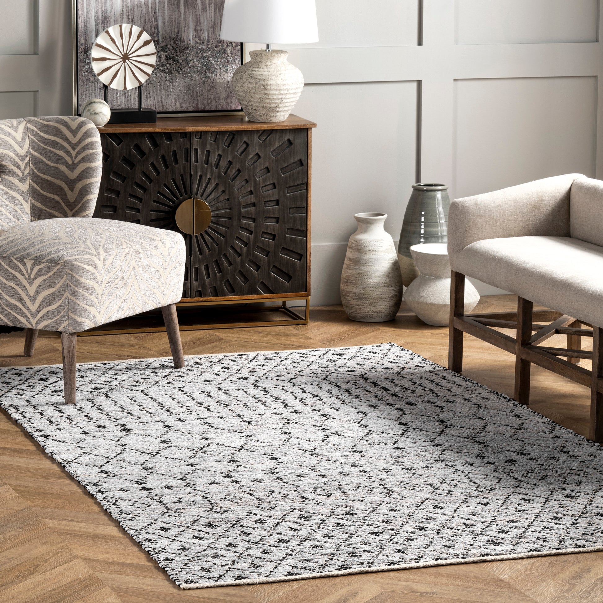 Nuloom Hartford Leather Moroccan Nha1419B Ivory Area Rug