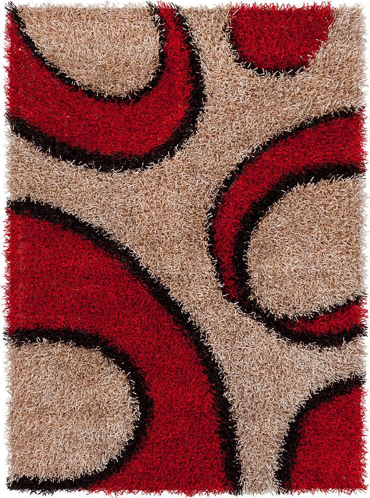 Chandra Vivid Viv-25505 Red / Tan / Black Geometric Area Rug