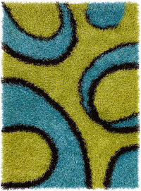 Chandra Vivid Viv-25507 Blue / Green / Brown Geometric Area Rug