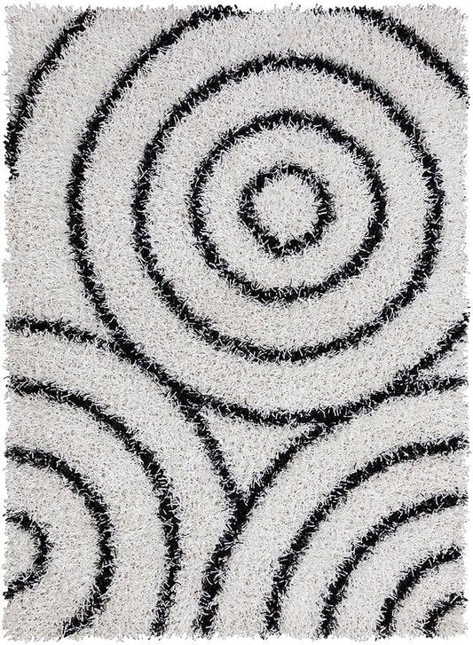 Chandra Vivid Viv-25511 White / Black Geometric Area Rug