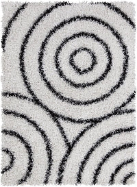 Chandra Vivid Viv-25511 White / Black Geometric Area Rug