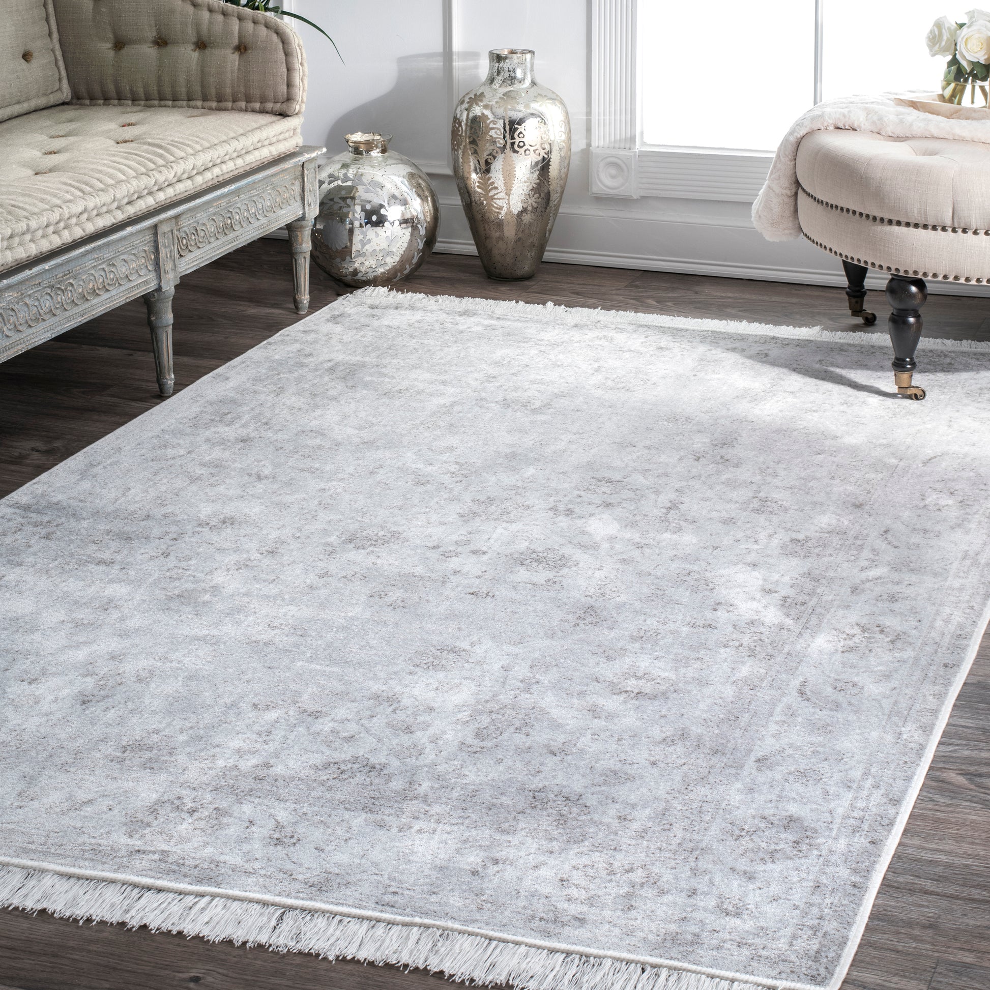 Nuloom Floral Elyse Nfl1630B Silver Area Rug