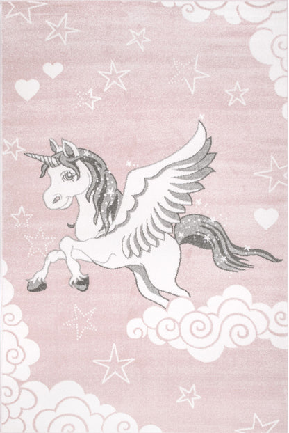 Nuloom Emmie Flying Unicorn Nursery Nem2561A Pink Area Rug