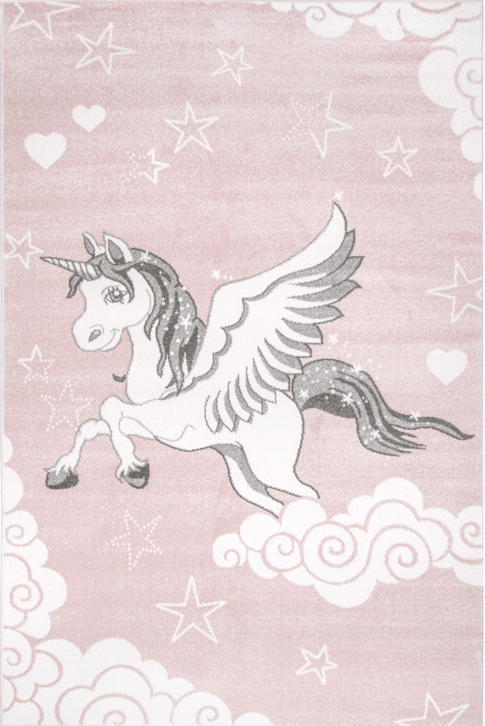 Nuloom Emmie Flying Unicorn Nursery Nem2561A Pink Area Rug