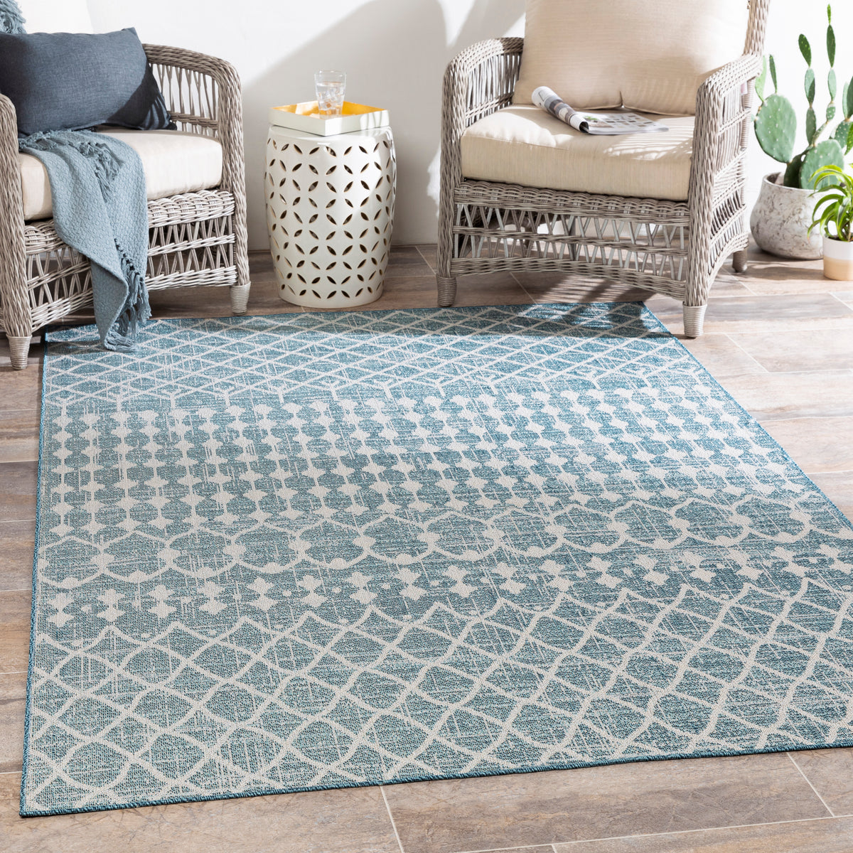 Surya Veranda Vrd-2307 Dark Blue, Taupe, Ivory Rugs.