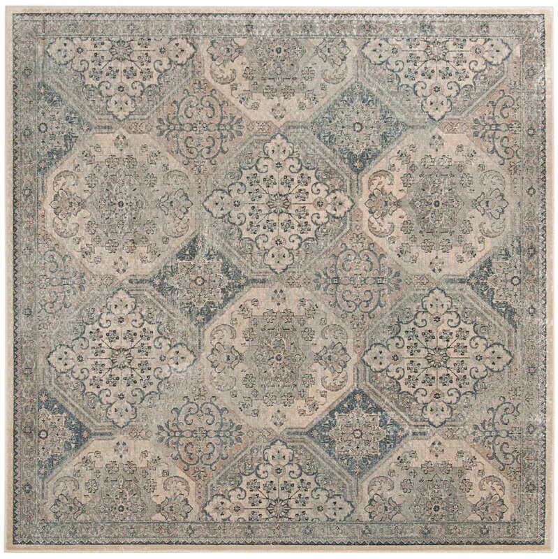 Safavieh Vintage Vtg128-7440 Cream / Blue Damask Area Rug