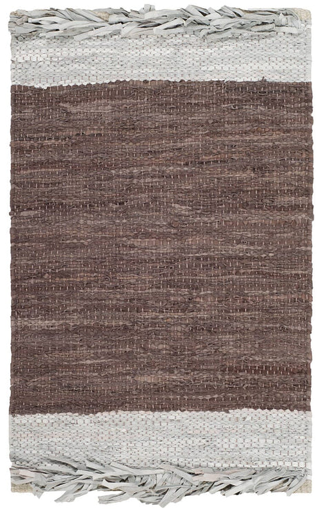 Safavieh Vintage Leather Vtl310B Light Grey / Dark Brown Rugs.