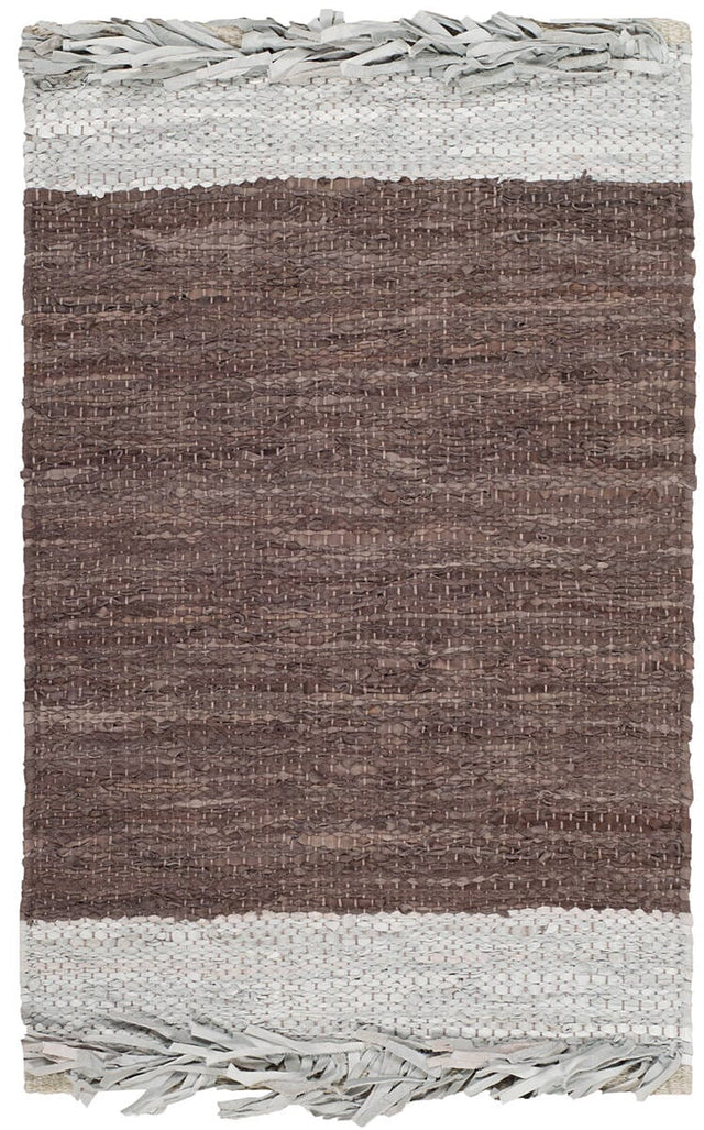 Safavieh Vintage Leather Vtl310B Light Grey / Dark Brown Rugs.