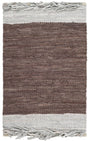 Safavieh Vintage Leather Vtl310B Light Grey / Dark Brown Rugs.