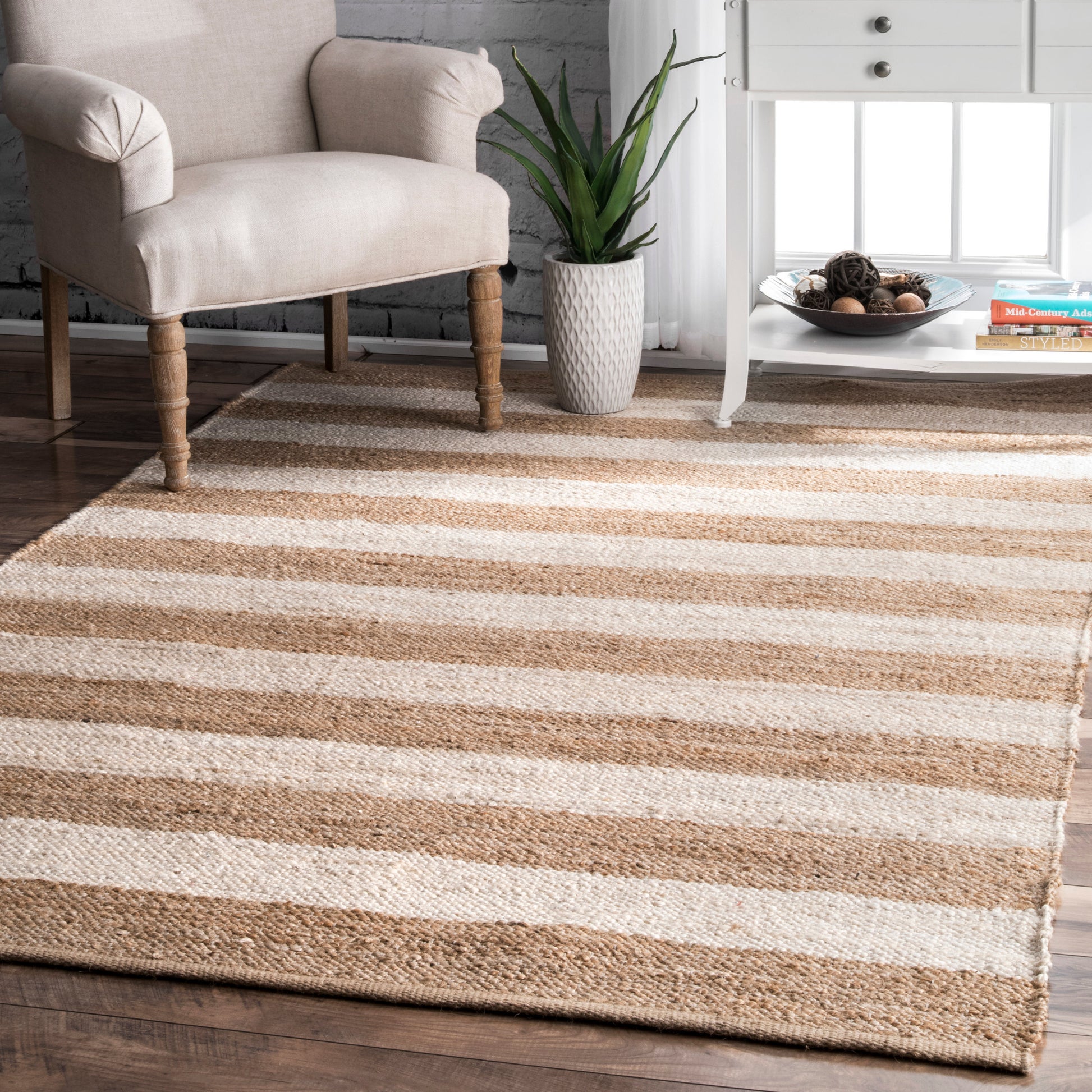 Nuloom Alisia Stripes Nal3503B Off White Area Rug