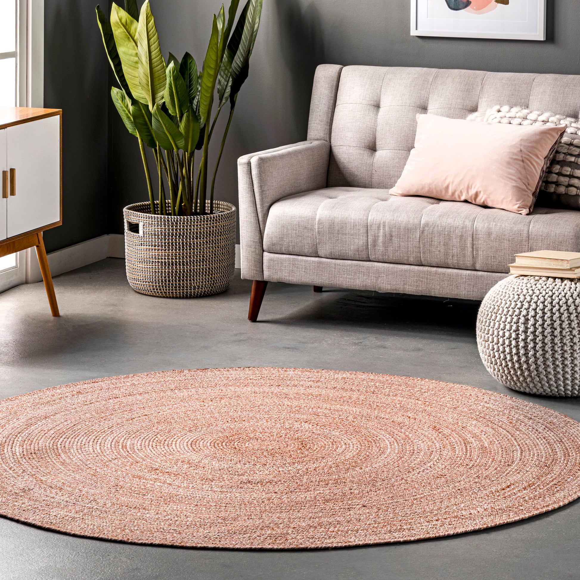 Nuloom Kyla Farmhouse Round Nky2832C Light Pink Area Rug