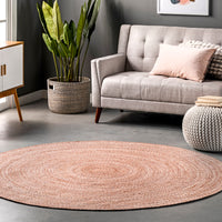 Nuloom Kyla Farmhouse Round Nky2832C Light Pink Area Rug