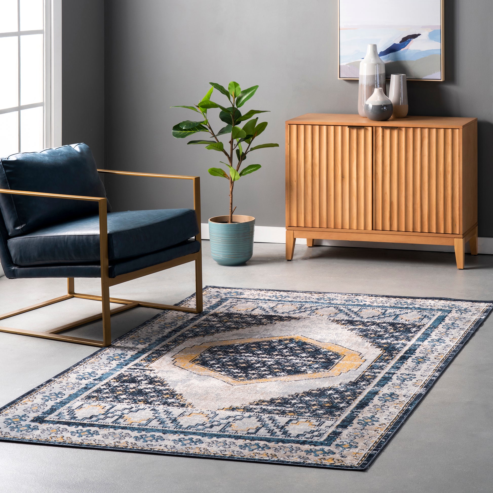 AreaRugs.com Wavaj Nwa1251A Blue Area Rug