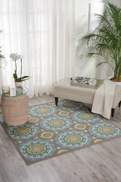 Nourison Waverly Sun And Shade Snd16 Jade Geometric Area Rug