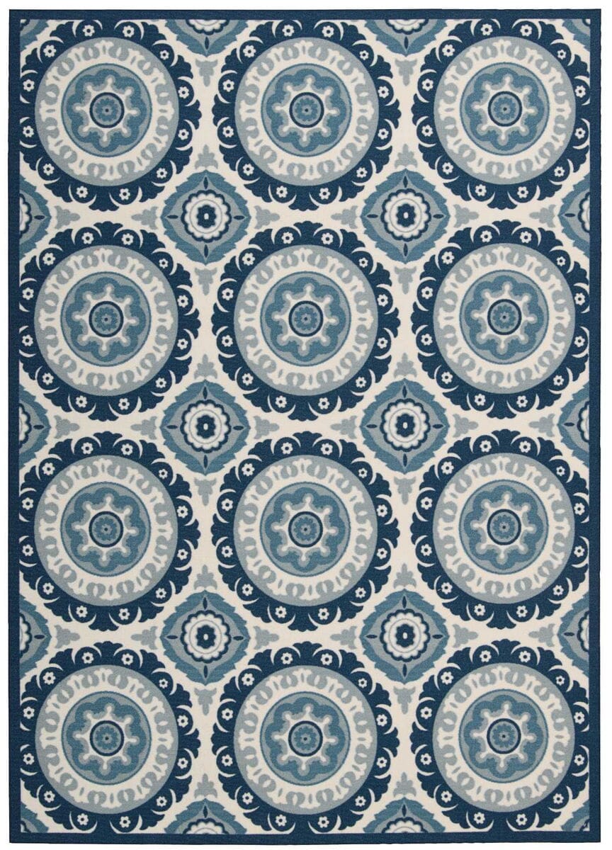 Nourison Waverly Sun And Shade Snd16 Navy Geometric Area Rug