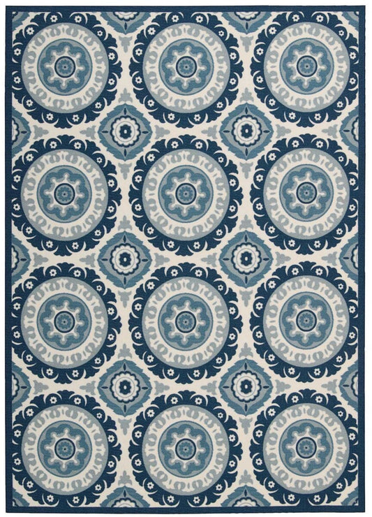 Nourison Waverly Sun And Shade Snd16 Navy Geometric Area Rug