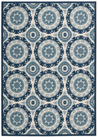 Nourison Waverly Sun And Shade Snd16 Navy Geometric Area Rug