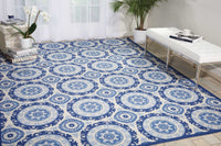 Nourison Waverly Sun And Shade Snd16 Navy Geometric Area Rug