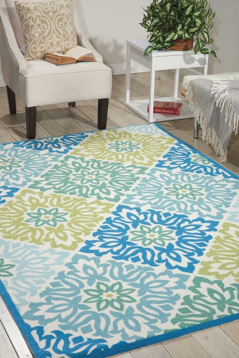 Nourison Waverly Sun And Shade Snd23 Marine Damask Area Rug