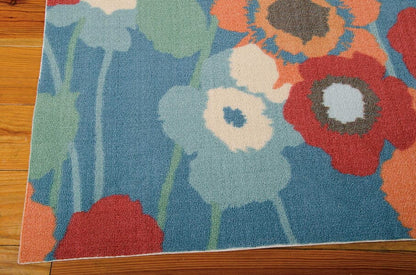 Nourison Waverly Sun And Shade Snd27 Blue Bell Floral / Country Area Rug