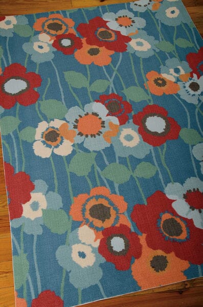 Nourison Waverly Sun And Shade Snd27 Blue Bell Floral / Country Area Rug