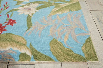 Nourison Waverly Sun And Shade Snd46 Aqua Floral / Country Area Rug