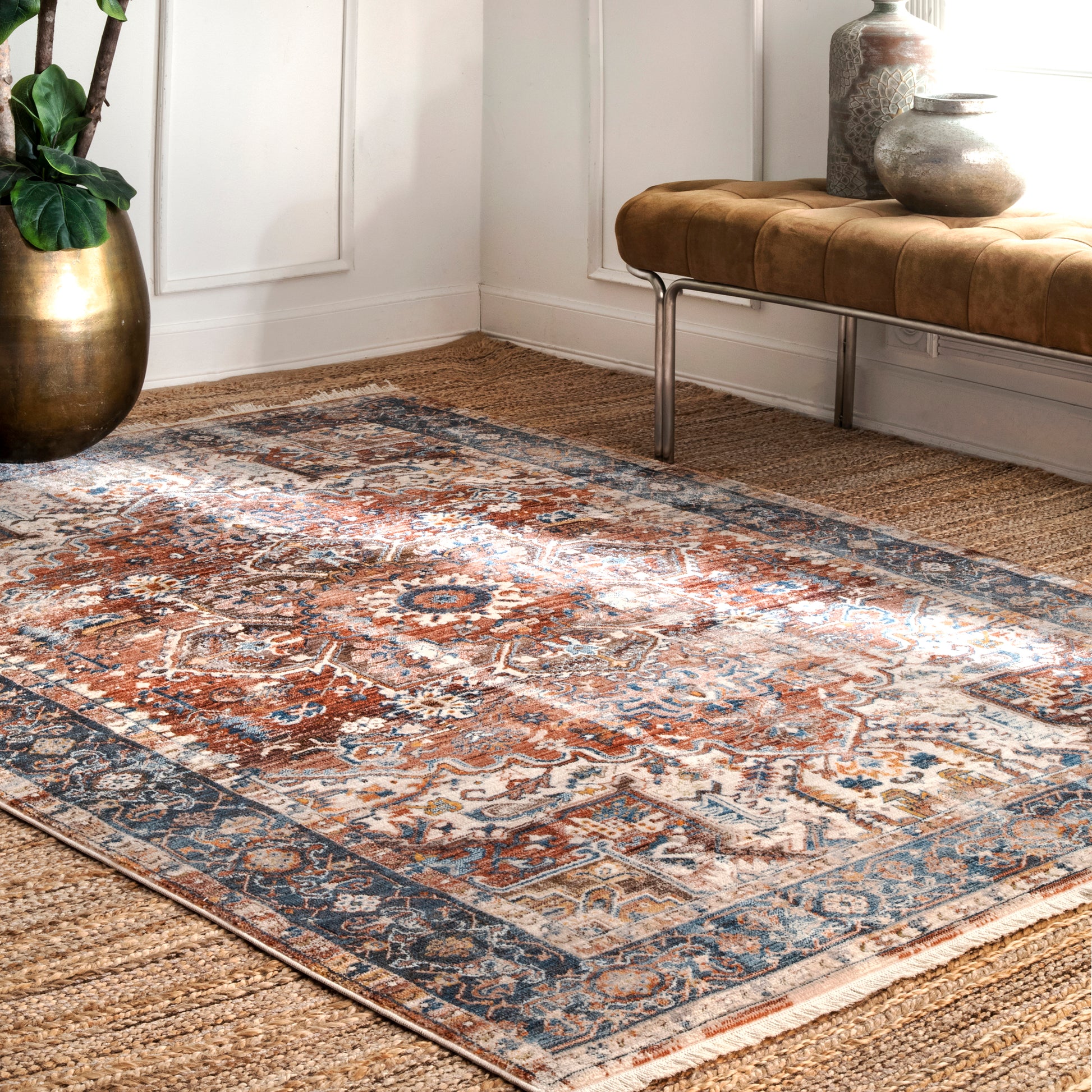 Nuloom Vintage Pauline Floral Nvi2127A Rust Area Rug