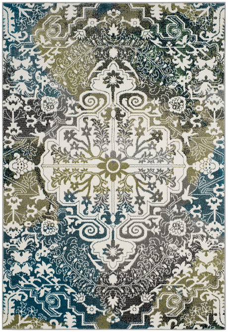 Safavieh Watercolor Wtc669B Ivory / Peacock Blue Rugs.