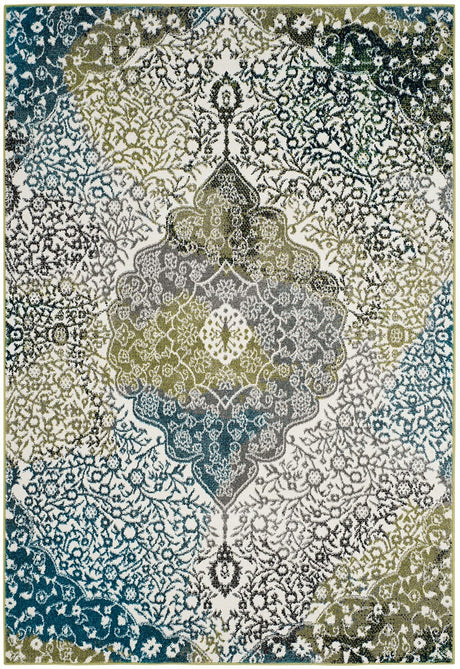 Safavieh Watercolor Wtc672B Ivory / Peacock Blue Rugs.