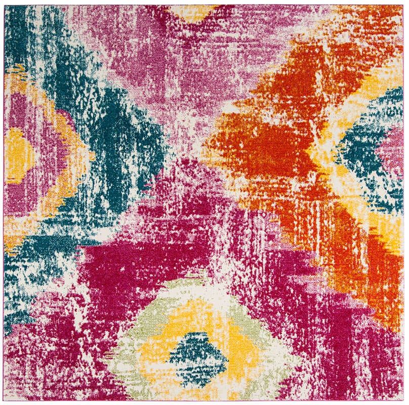 Safavieh Watercolor Wtc699K Fuchsia / Orange Ikat Area Rug