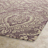 Kaleen Weathered Wtr01-95 Linen , Plum Damask Area Rug