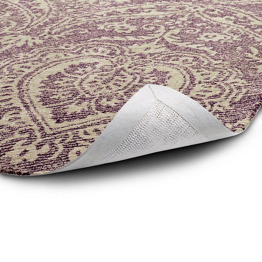 Kaleen Weathered Wtr01-95 Linen , Plum Damask Area Rug