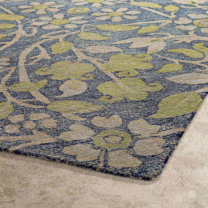 Kaleen Weathered Wtr04-22 Navy , Shale Grey , Lime Green Floral / Country Area Rug